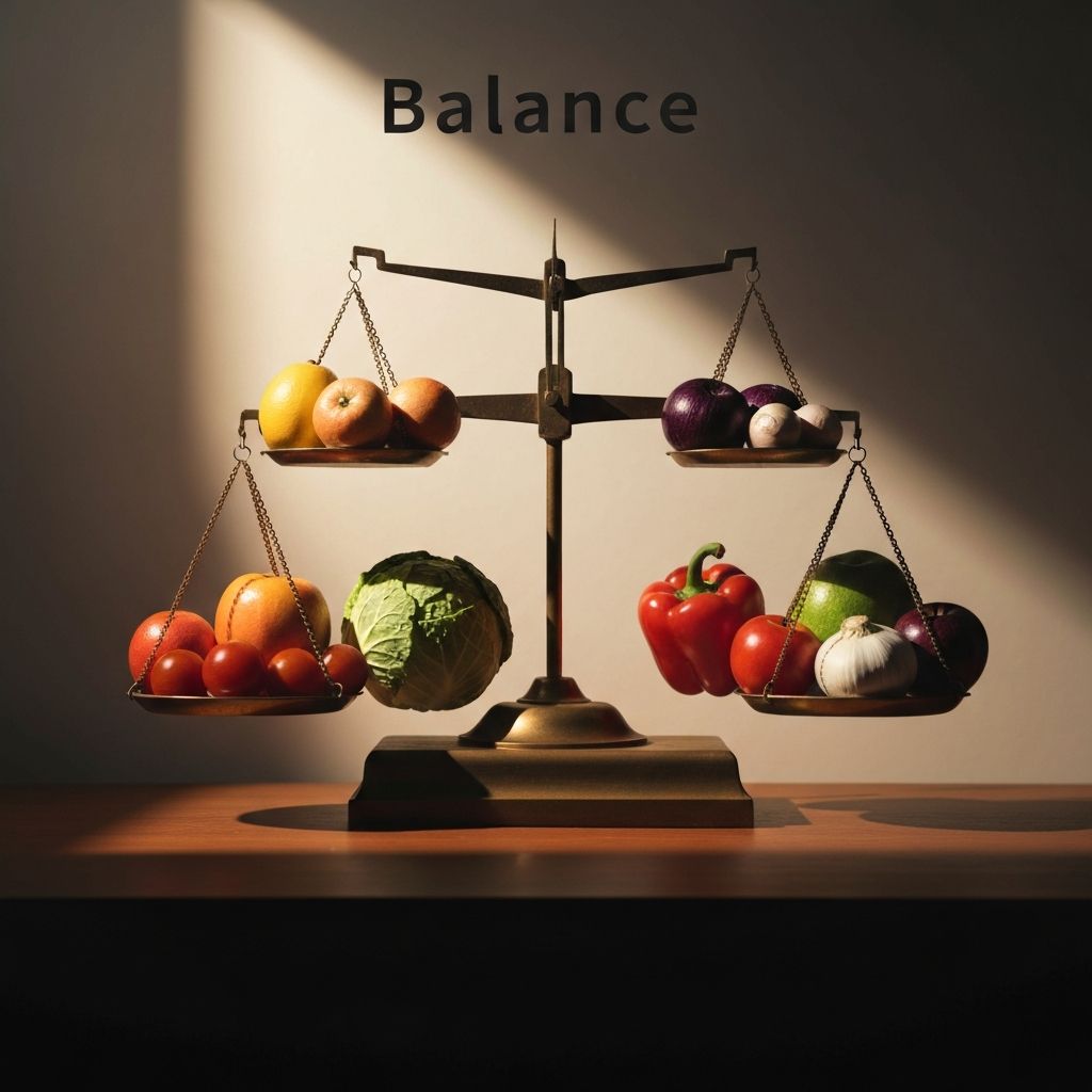 Balance avec fruits et légumes - équilibre nutritionnel